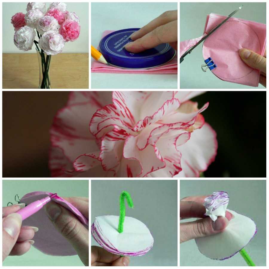 Как сделать цветы из салфеток своими руками поэтапно. фото