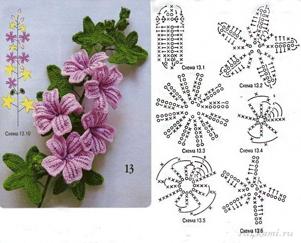 Вязаные цветы крючком: мастер-класс по вязанию со схемами для начинающих