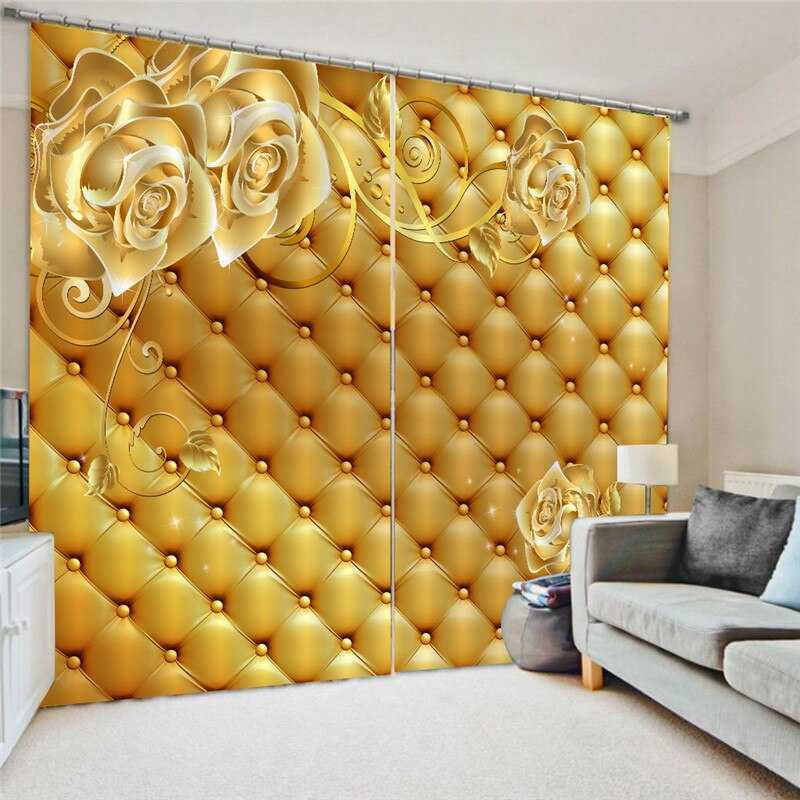 Золотые шторы: примеры использования и варианты дизайна с применением штор золотого цвета