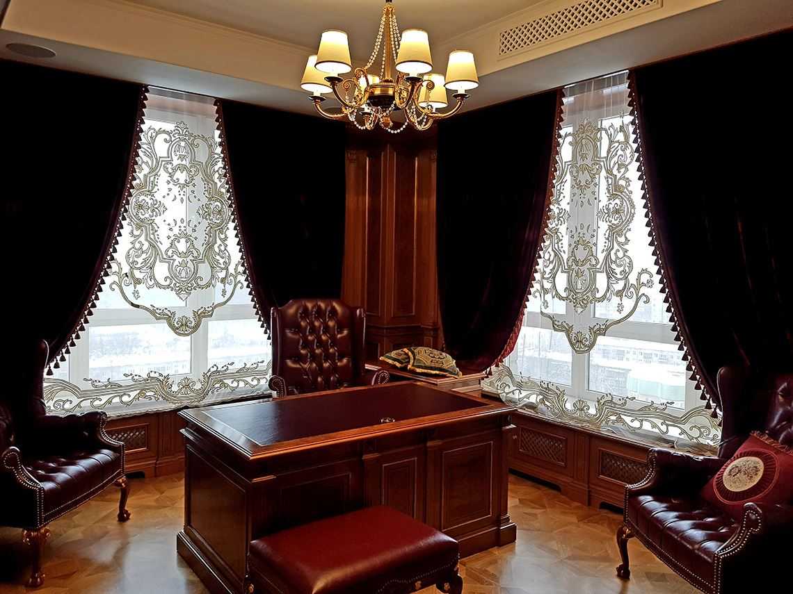 Шторы в кабинет: какие шторы подойдут для офиса и кабинета директора, дизайн штор для домашнего кабинета