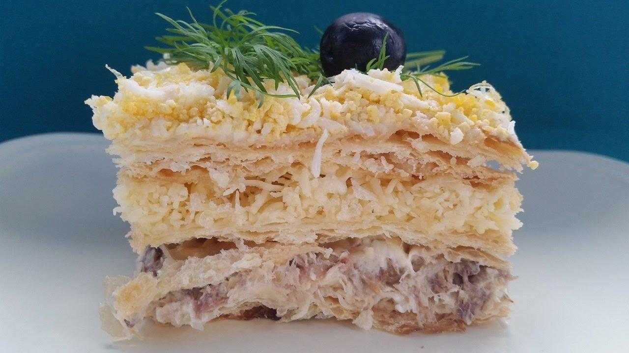 Торт рыбный из коржей наполеон: пошаговый рецепт вкусной закуски