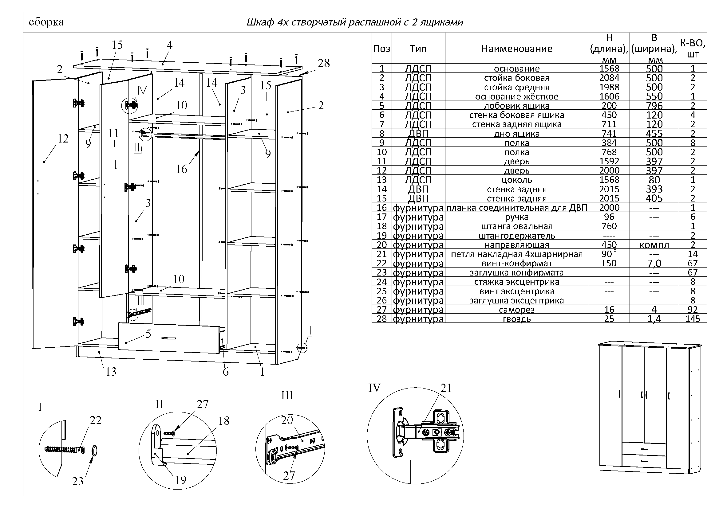 Инструкция по сборке трехдверного шкафа-купе
