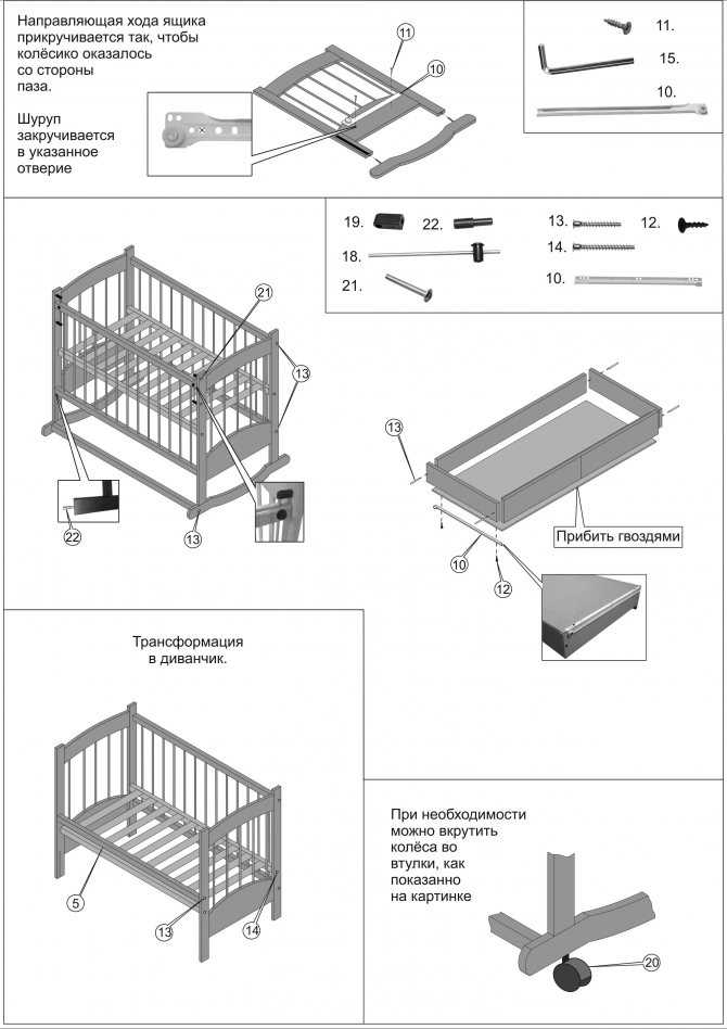 Как собрать кроватку: разновидности конструкций детских вариантов и инструкция по их сборке
