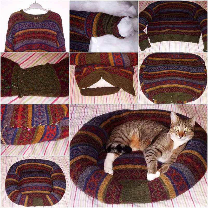 Что сделать из старого свитера: идеи, фото Как своими руками сшить шапку, варежки, подушки, свитер для собаки, лежанку для кота, плед из старых свитеров