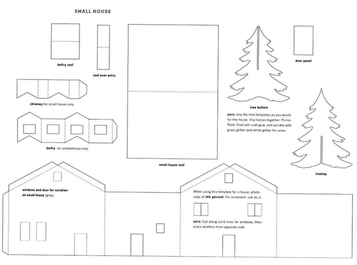 Как сделать зимнюю сказку из новогодних картонных и бумажных домиков своими руками Шаблоны для создания домиков